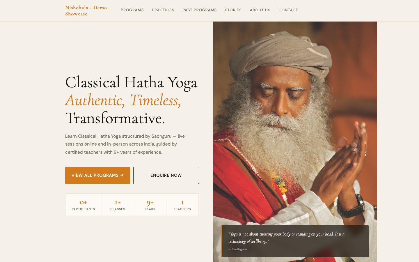 A live business website generated by NishchalaERP